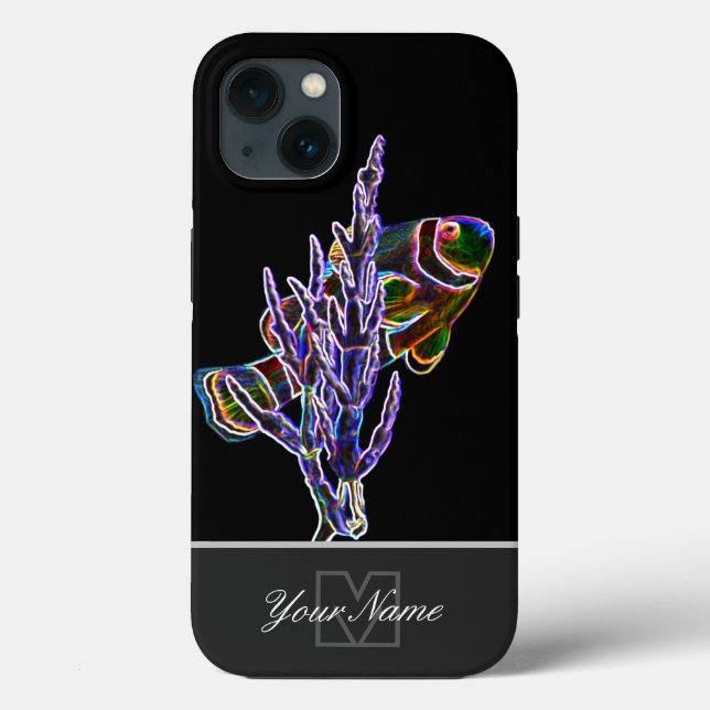 Neon-Pop-Art akvarium clownfish med Monogram! (Baksida)