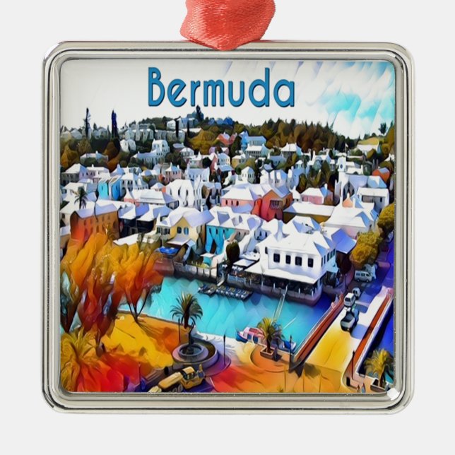Neon Pop Art Bermuda Julgransprydnad Metall (Framsidan)