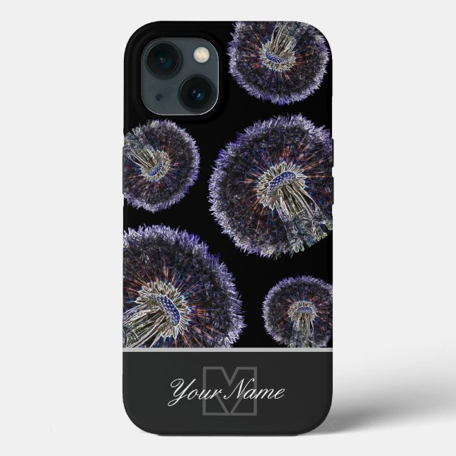 Neon-Pop-Art-dandelion-blomma med Monogram! Cas (Baksida)