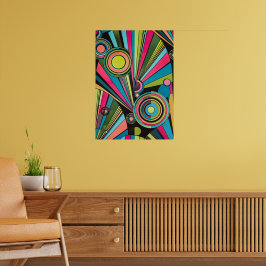 Neon Pop Art Deco: Electric Geometric Radio Waves  Poster