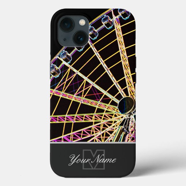 Neon-Pop-Art Ferris Wheel med Monogram! (Baksida)