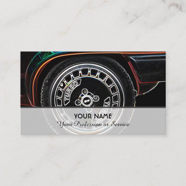 Neon pop-art för turbobilsavstämningsexperter visitkort (Framsida)