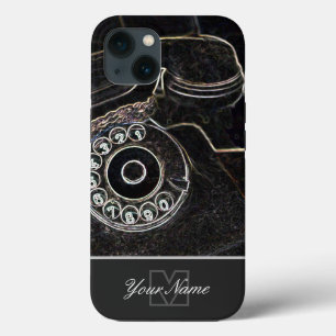Neon-Pop-Art gammaldags retro-telefon med monogram