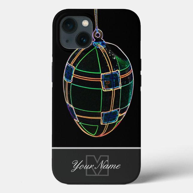 Neon-Pop-Art Glad påsk Egg med Monogram! Fodral- (Baksida)