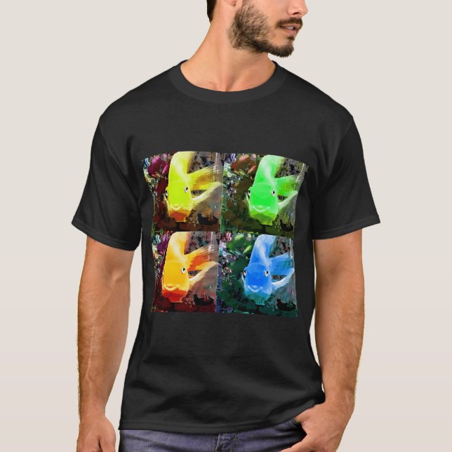 Neon pop art lycklig fisk t shirt (Framsida)