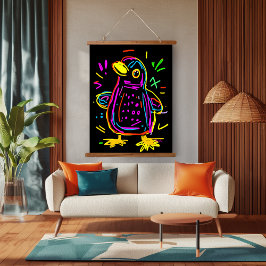 Neon Pop Art Penguin: Roligt och vibrant konst