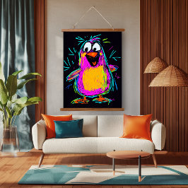 Neon Pop Art Penguin: Spelande och färgstarkt