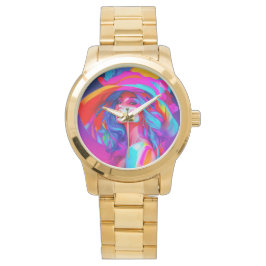 Neon Pop Art Porträtt Armbandsur