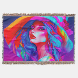 Neon Pop Art Porträtt Filt