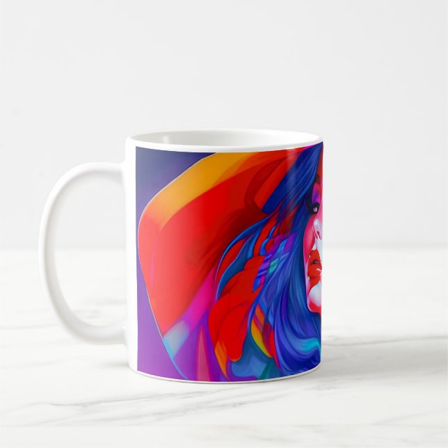 Neon Pop Art Porträtt Kaffemugg (Vänster)