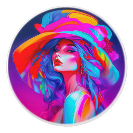 Neon Pop Art Porträtt Knopp