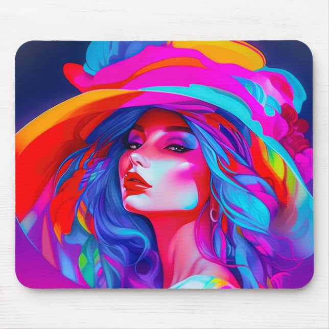 Neon Pop Art Porträtt Musmatta (Framsidan)