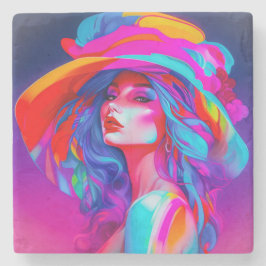 Neon Pop Art Porträtt Stenunderlägg