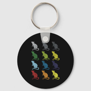 Neon Pop Art Retro Råtta Rodent Gift Nyckelring