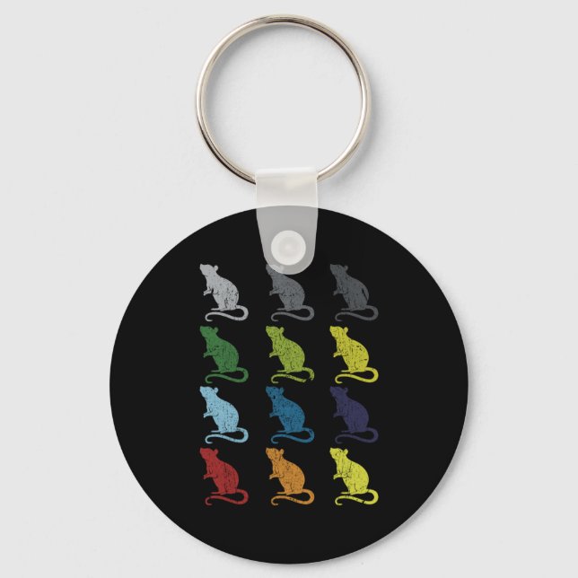 Neon Pop Art Retro Råtta Rodent Gift Nyckelring (Framsida)