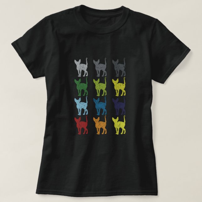 Neon Pop Art Retro Sphynx Cat Pet Gift T Shirt (Design framsida)