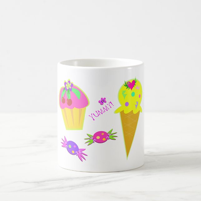 Neon Pop Art Söta Gods Cupcake och Glass Kaffemugg (Skapare uppladdad)