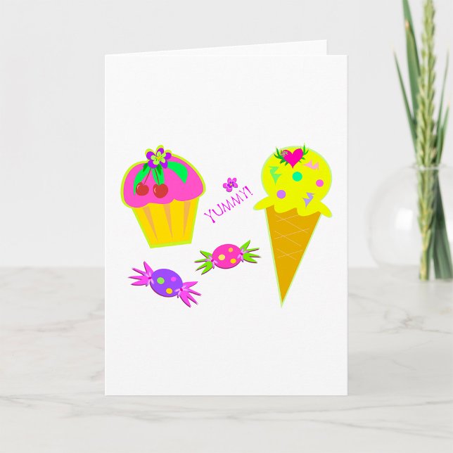 Neon Pop Art Söta Gods Cupcake och Glass Kort (Skapare uppladdad)