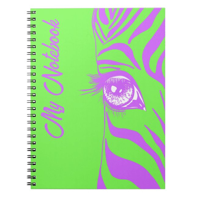 Neon Pop Art Zebramönster Glam  Anteckningsbok (Framsidan)