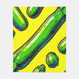 Neon Pop Art Zucchini-mönster Fleecefilt