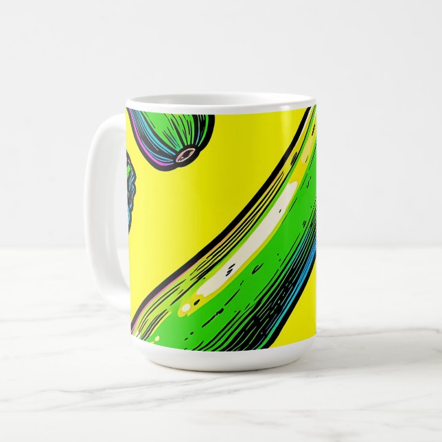 Neon Pop Art Zucchini-mönster Kaffemugg (Framsida vänster)