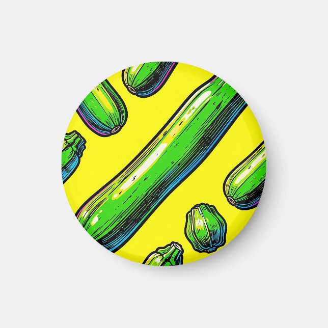 Neon Pop Art Zucchini-mönster Magnet (Framsidan)
