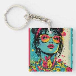 Neon Pop Diva Porträtt - Fet och Vibrant Retro Art