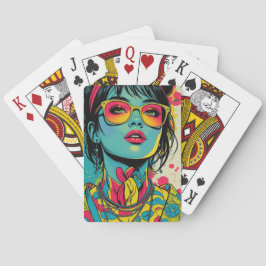 Neon Pop Diva Porträtt - Fet och Vibrant Retro Art Casinokort