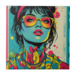 Neon Pop Diva Porträtt - Fet och Vibrant Retro Art Kakelplatta<br><div class="desc">Lägg till en spricka av ofruktbart färg i ditt liv med den här slående Neon Pop Diva-designen. Med retro pop art stil och djärva vibranta skuggor är det perfekt för alla som kärlek att stå upp. Perfekt för kläder,  tillbehör och hemmanät som tillverkar påstående.</div>