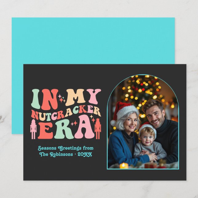 Neon Pop Era In My Nutcracker Era Christmas Photo Julkort (Fram/baksida)