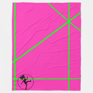 Neon Pop Färg Rosa & Grönt Rand 80s Retro Fleecefilt