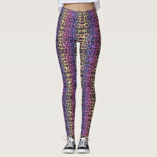 Neon Pop Leopard Print Leggings - Fet och Snyggt