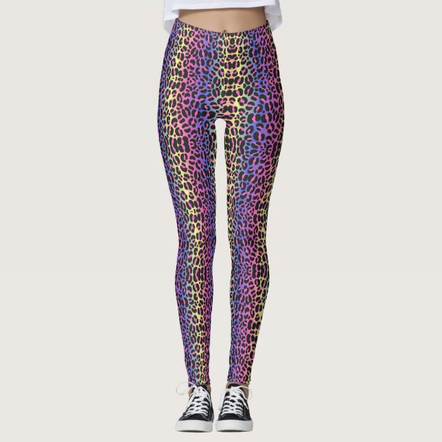 Neon Pop Leopard Print Leggings - Fet och Snyggt (Framsida)