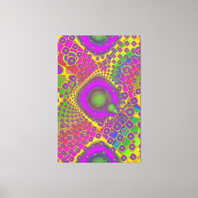 Neon Pop Papper Psychedelic Canvastryck (Framsida)
