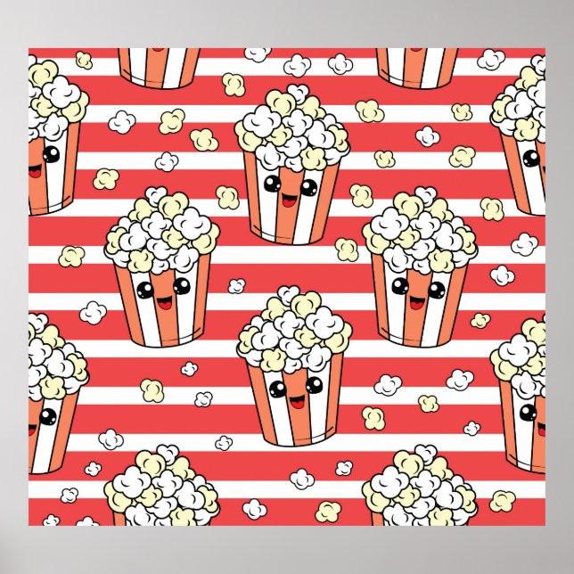 Neon Popcorn Kids Mönster Poster (Framsidan)