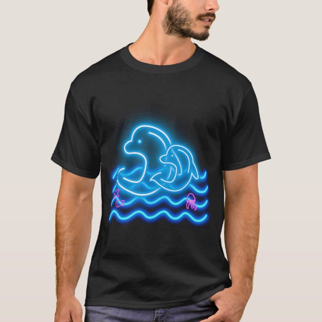 Neon Postkort Neon Print Delfin T Shirt (Framsida)