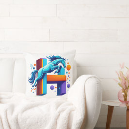 Neon Power Horse Jump Over H Letter Kudde