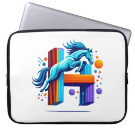 Neon Power Horse Jump Over H Letter Laptop Fodral