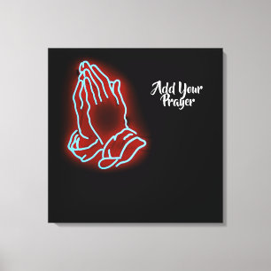 Neon Praying Händer anpassa eller anpassa Canvastryck