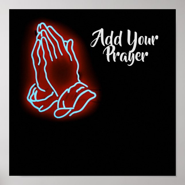 Neon Praying Händer anpassa eller anpassa Poster (Framsidan)