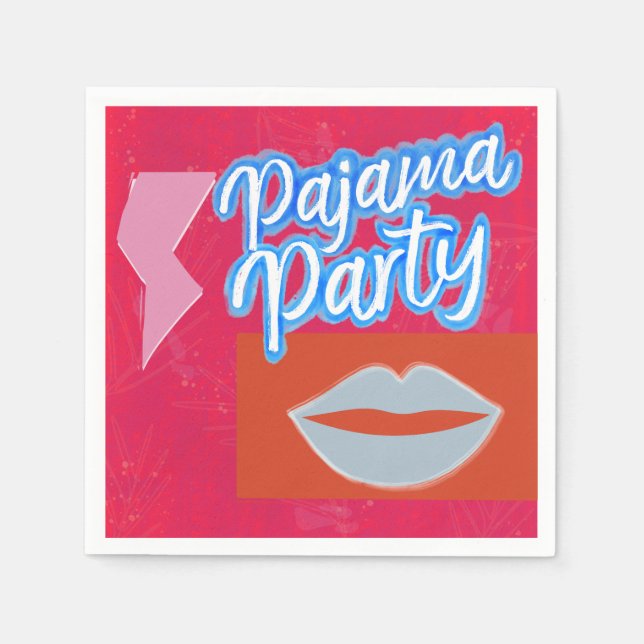 Neon Preppy Pajama Party Pappersservett (Framsidan)