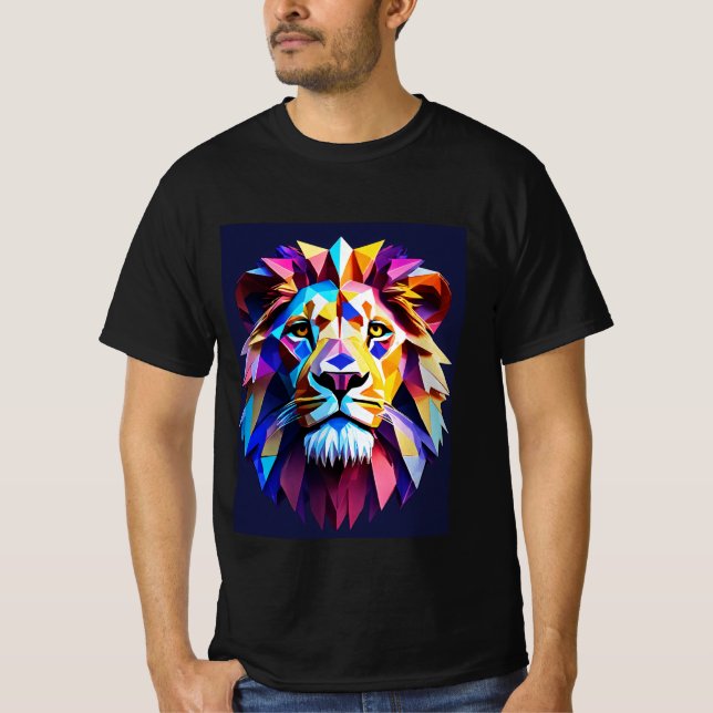 Neon-Pridet: En majestisk Lejon huvudkonstruktion T Shirt (Framsida)
