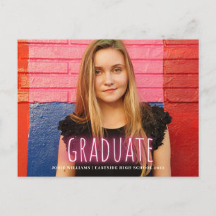 Neon Print Student Photo Announcement Magnet Vykort