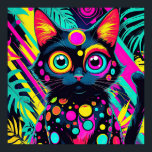 ✨ Neon Psychedelic Cat – Pop Art Design 🎨🐱 Poster<br><div class="desc">Add a burst of color to your space with this highly detailed and playful neon cat design! Featuring a sleek black silhouette with large, expressive eyes—one round and the other uniquely shaped—this artwork stands out against a vibrant, abstract geometric background. With psychedelic neon hues of hot pink, electric green, and...</div>