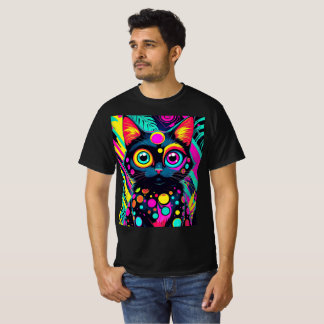 ✨ Neon Psychedelic Cat – Pop Art Design 🎨🐱 T Shirt