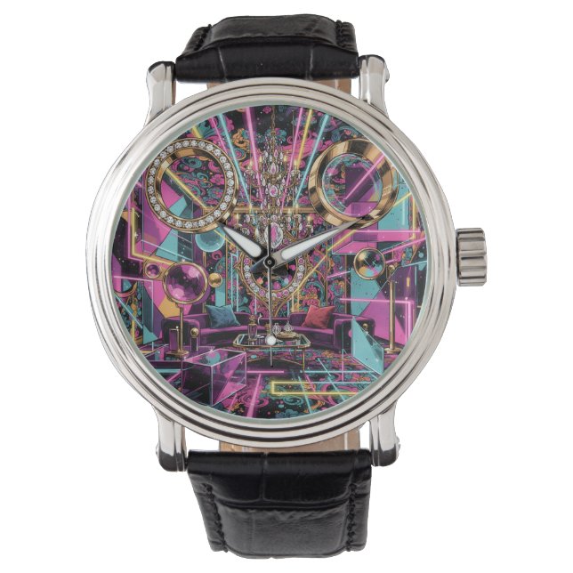 Neon Psychedelic Luxury Lounge Art Armbandsur (Framsida)