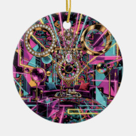 Neon Psychedelic Luxury Lounge Art Julgransprydnad Keramik