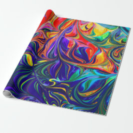 Neon Psychedelic Swirls Rainbow Färg Presentpapper