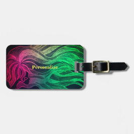 Neon Psychedelic Vågigt Hair Personalize Travel Bagagebricka