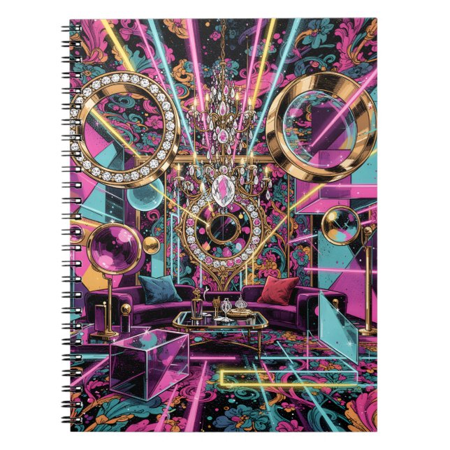 Neon Psykedelisk Lyx Lounge Art Anteckningsbok (Framsidan)